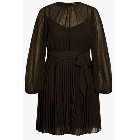 NWT City Chic Blair Black Sheer Pleated Dress 20 - Picture 5 of 12